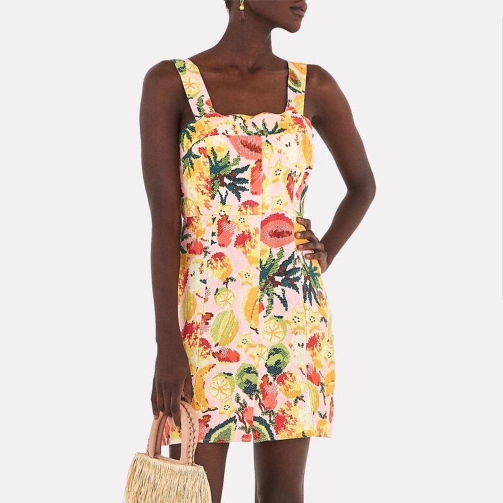 FARM Rio Yellow Pink Green Floral Mini Dress